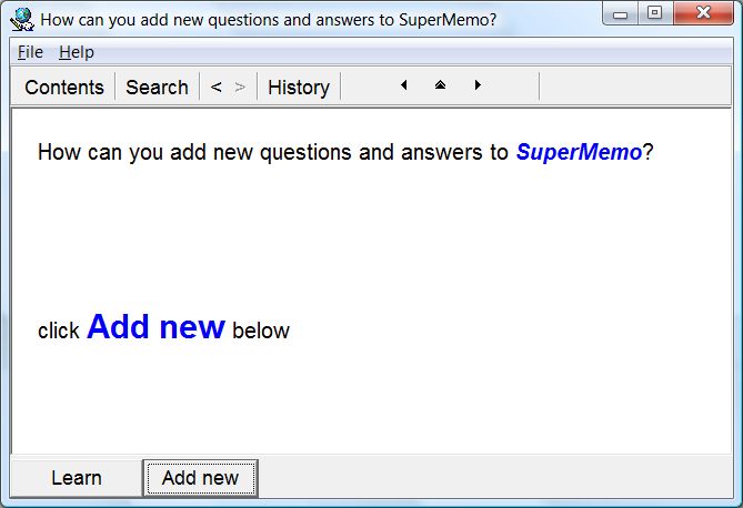 SuperMemo: The main program window at the Beginner level