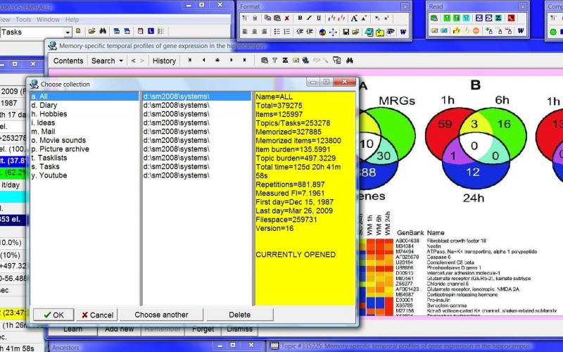 SuperMemo: Collection chooser helps you quickly access your most frequently used collections