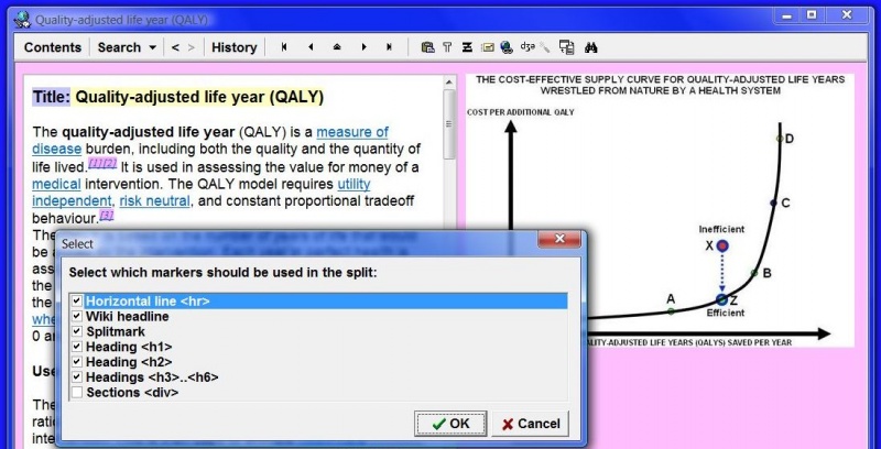SuperMemo: Split article options allows you to automatically split a Wikipedia article into subsection with 3-4 keystrokes