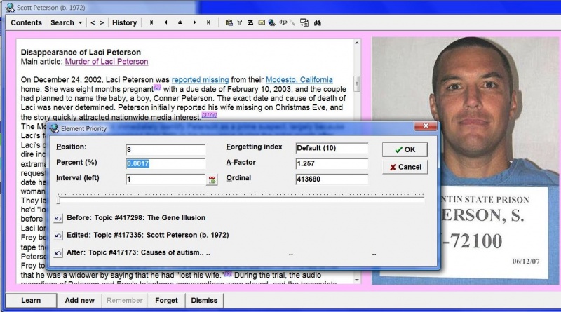 SuperMemo: A simple way to get the feel of the relative importance of an article is to look at the After and Before fields in the Element priority dialog (Alt+P)