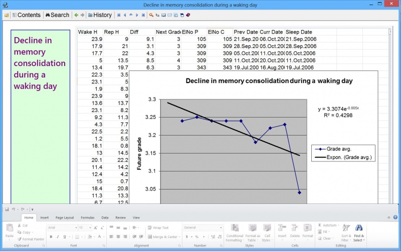 SuperMemo: An Excel spreadsheet being edited inside SuperMemo via OLE in-place activation