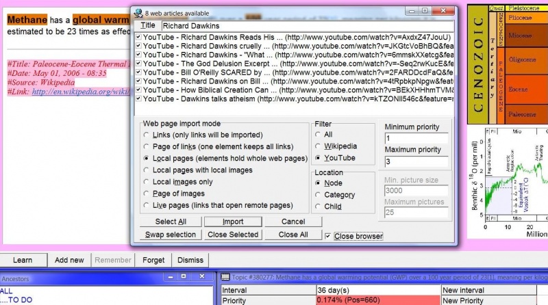 SuperMemo: Importing videos featuring Richard Dawkins from YouTube for incremental learning