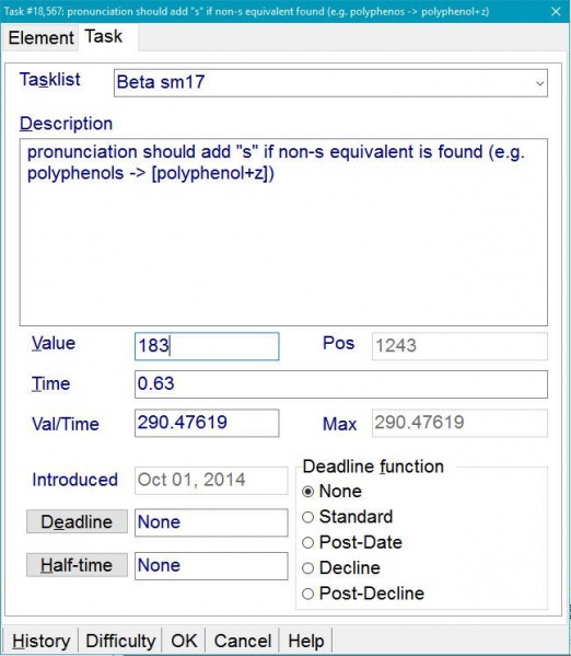 SuperMemo: The Task tab of the Element parameters dialog box